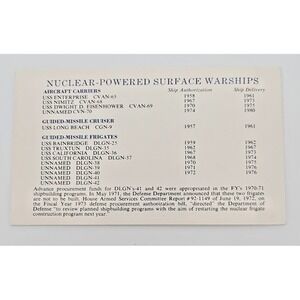 US Navy Nuclear Power Surface Warships Pamphlet‎ Aircraft Carrier Frigate Specs